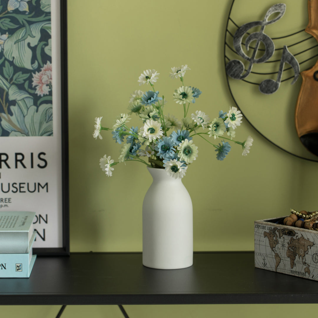 Contemporary White Cylinder Shaped Ceramic Table Flower Vase Holder Image 8