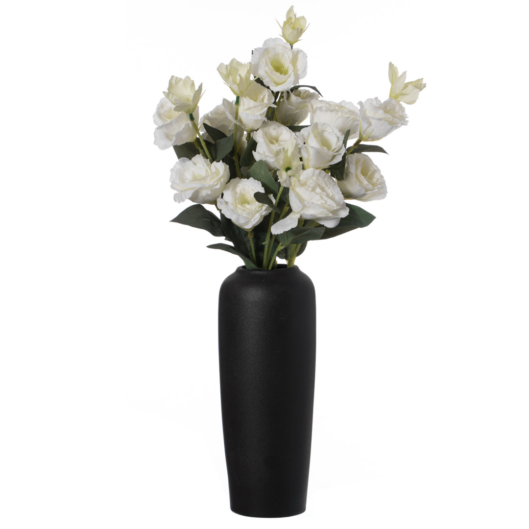 Modern Contemporary Black Ceramic Cylinder Shaped Table Flower Vase Holder  Elegant 10.5 Inch Tall Decorative Vase for Image 10