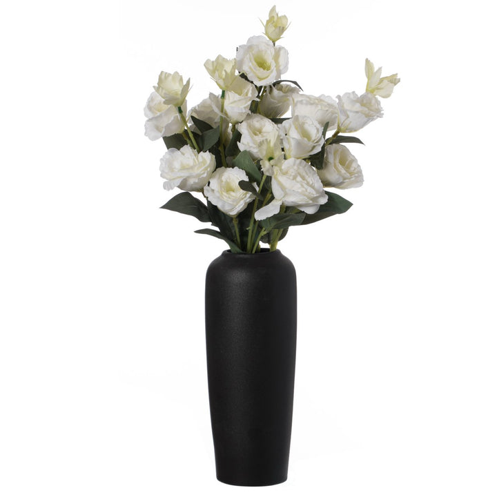 Modern Contemporary Black Ceramic Cylinder Shaped Table Flower Vase Holder  Elegant 10.5 Inch Tall Decorative Vase for Image 1