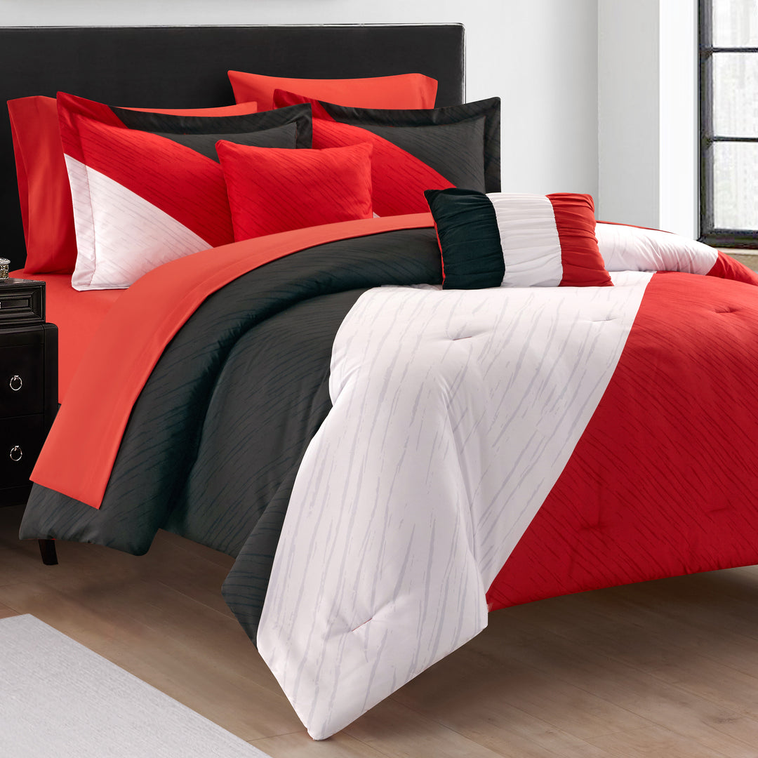 NYandC Home Kinsley 9 or 7 Piece Comforter Set Color Block Design Image 5