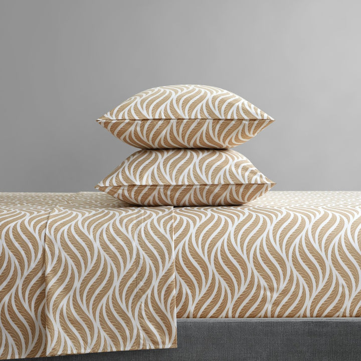 NYandC Home Kate 4 or 3 Piece Sheet Set Super Soft Two-Tone Geometric Leaf Image 7