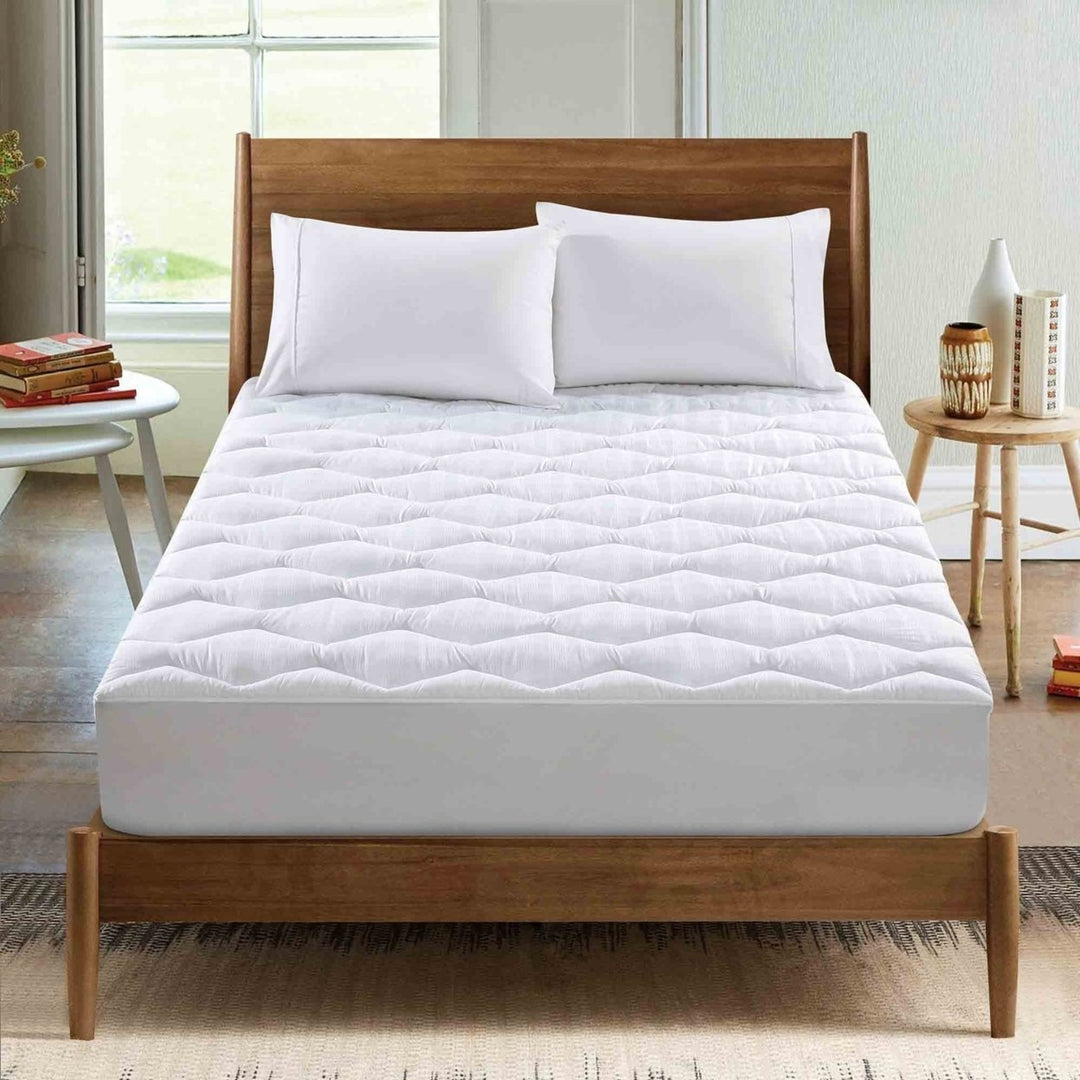 Puredown Down Alternative Mattress Pad 500 Thread Count 18 Inch Deep Cotton Image 1