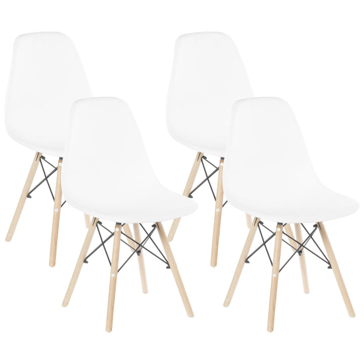 Mid-Century Modern Style Plastic DSW Shell Dining Chair with Solid Beech Wooden Dowel Eiffel Legs Image 1