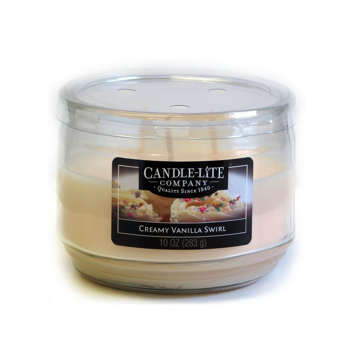 Candle-Lite 10 oz Jar Creamy Vanilla Swirl Scented Candle with Essential Oils Image 1