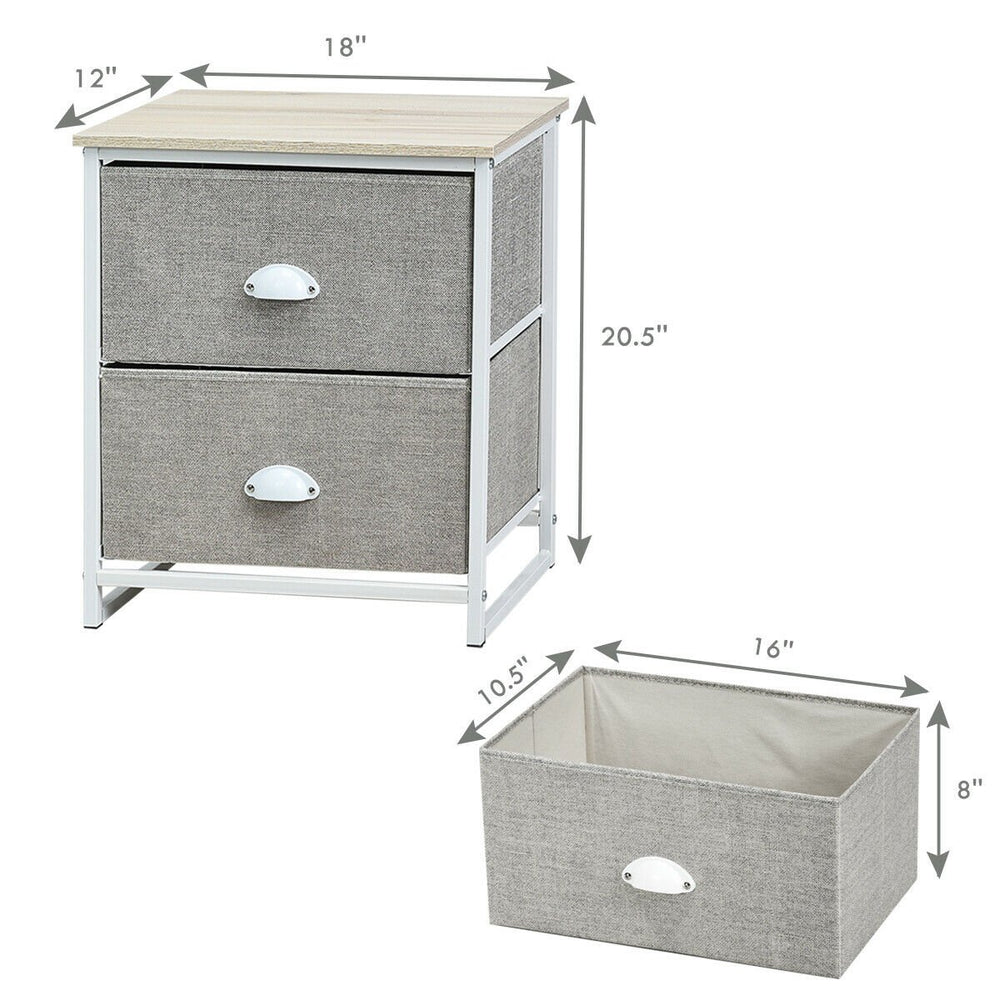 2 Drawers Nightstand Side Table Storage Unit Display Metal Frame Dorm Room Image 2