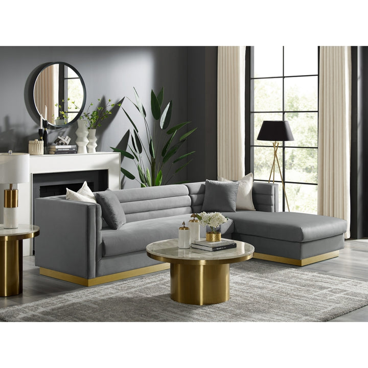 Aja Sofa-Upholstered-Modern-Metal Base, Square Arms-Horizontal Channel Tufting Image 1