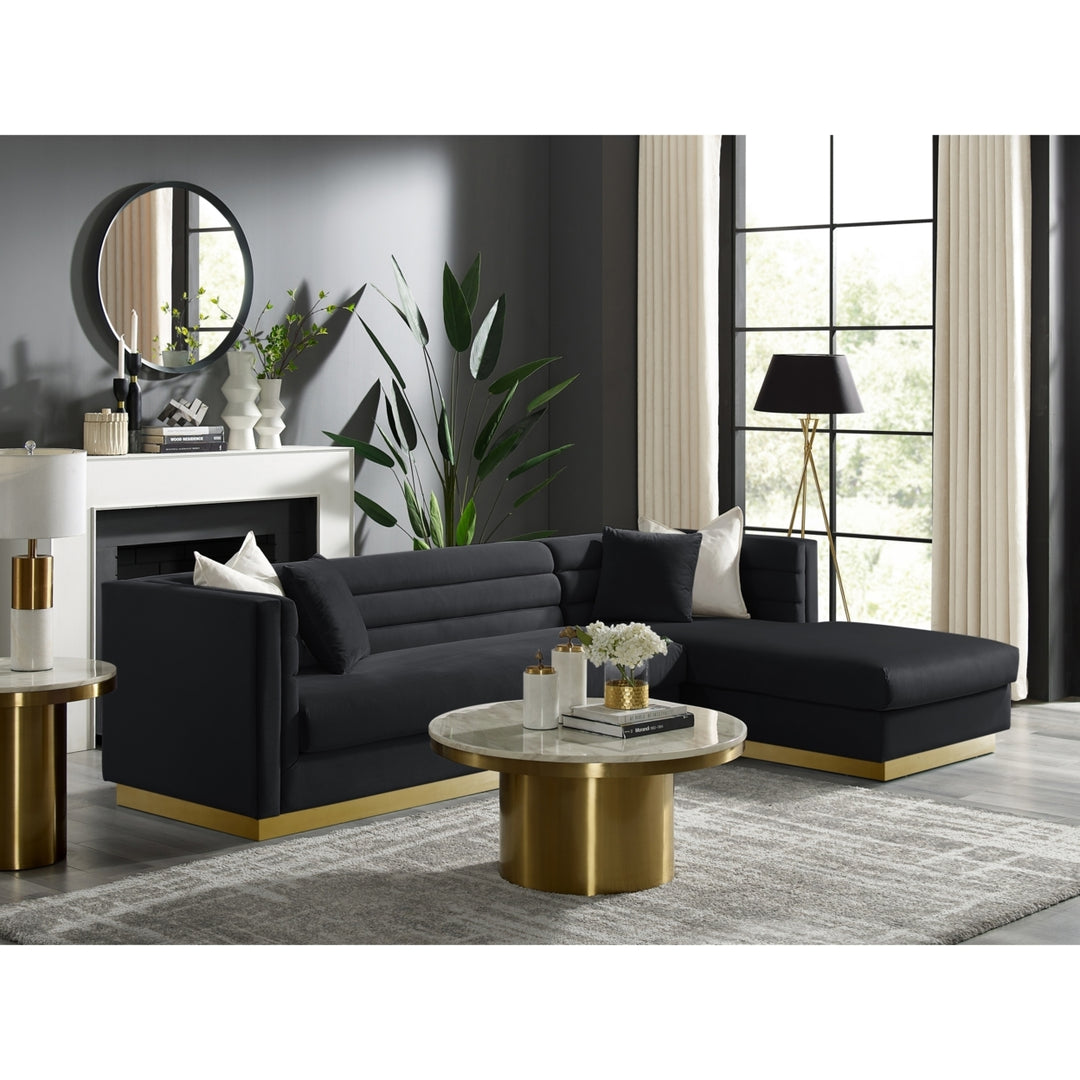 Aja Sofa-Upholstered-Modern-Metal Base, Square Arms-Horizontal Channel Tufting Image 2