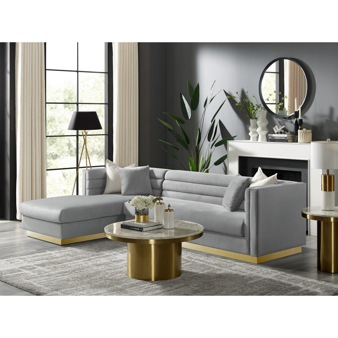 Aja Sofa-Upholstered-Sectional-Metal Base, Square Arms-Horizontal Channel Tufting Image 5