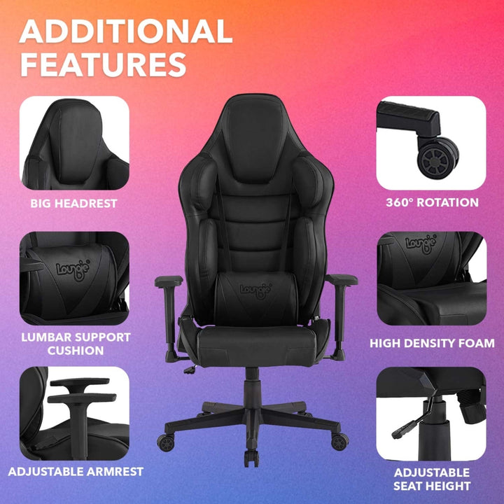 Kiya Game Chair-Swivel, Adjustable Back Angle, Seat Height and Armrest-Big Headrest, 360 Degree Rotation-Lumbar Support Image 8