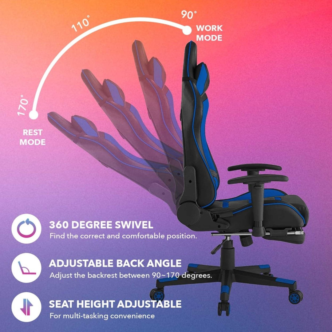 Benito Game Chair-Swivel, Adjustable Back Angle, Seat Height and Armrest-360 Degree Rotation-Neck Support, Lumbar Image 7