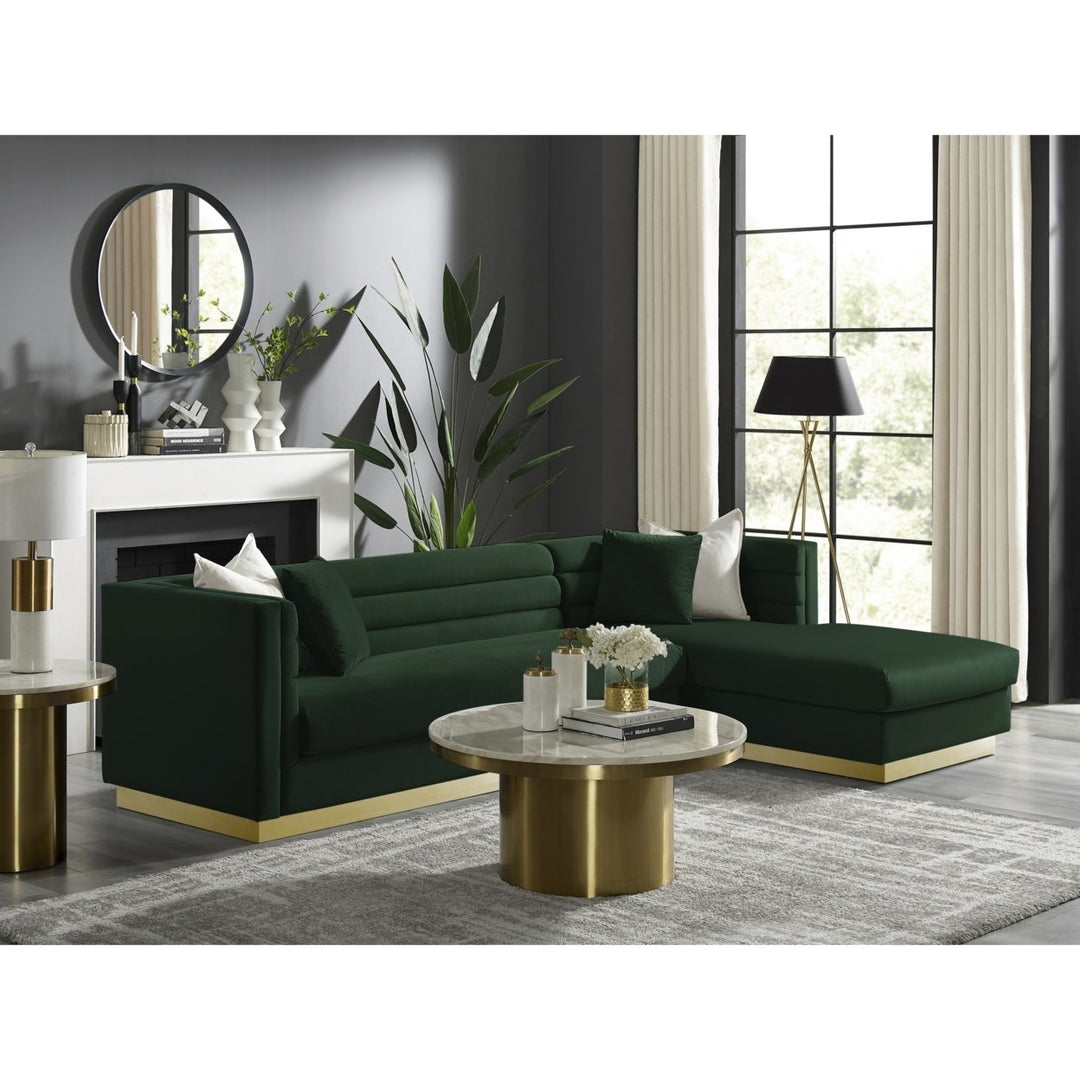 Aja Sofa-Upholstered-Modern-Metal Base, Square Arms-Horizontal Channel Tufting Image 1