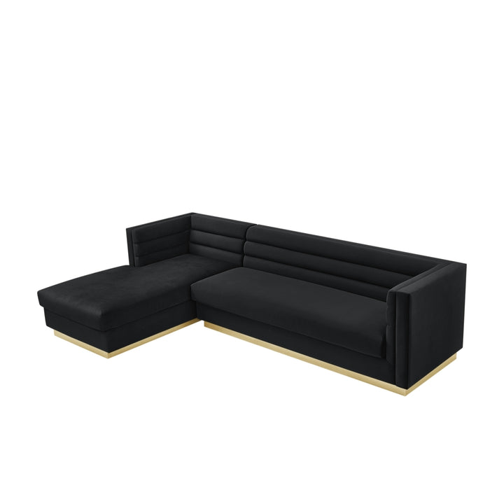 Aja Sofa-Upholstered-Sectional-Metal Base, Square Arms-Horizontal Channel Tufting Image 6