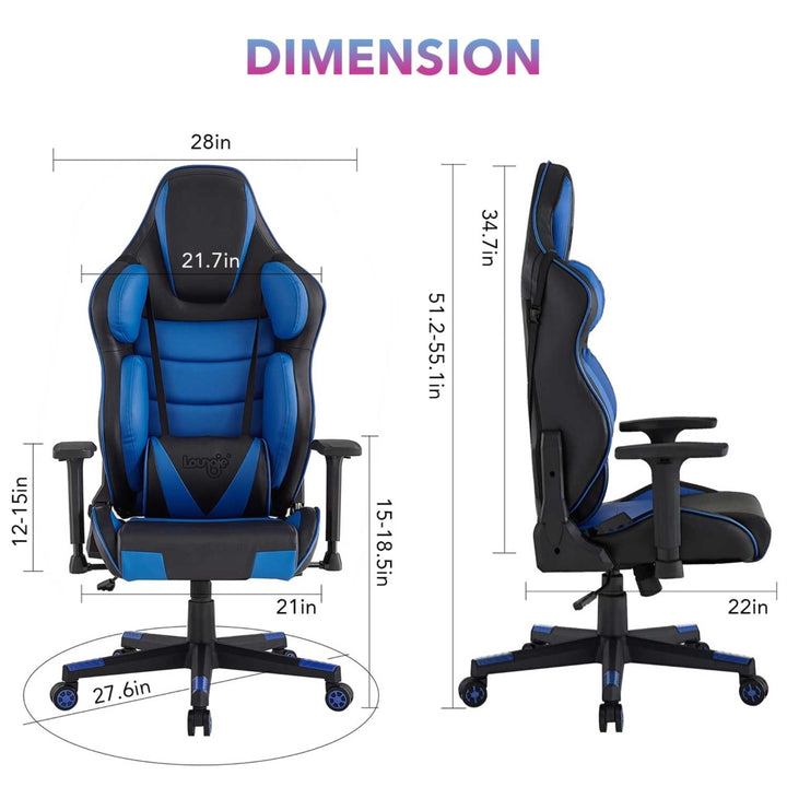 Kiya Game Chair-Swivel, Adjustable Back Angle, Seat Height and Armrest-Big Headrest, 360 Degree Rotation-Lumbar Support Image 10