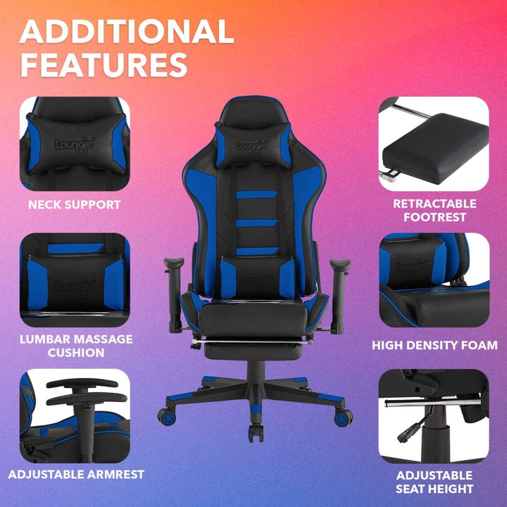 Benito Game Chair-Swivel, Adjustable Back Angle, Seat Height and Armrest-360 Degree Rotation-Neck Support, Lumbar Image 9