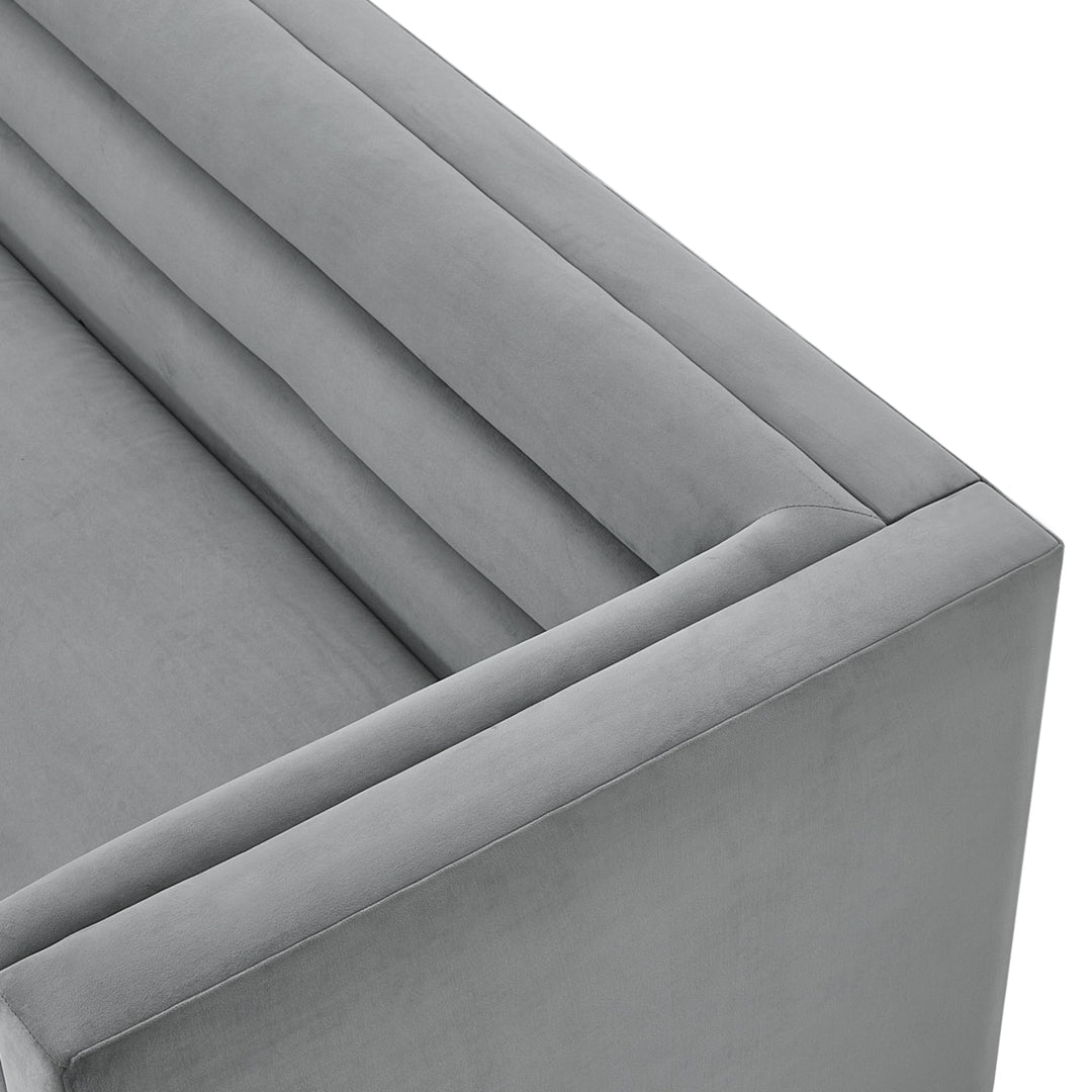 Aja Sofa-Upholstered-Modern-Metal Base, Square Arms-Horizontal Channel Tufting Image 9