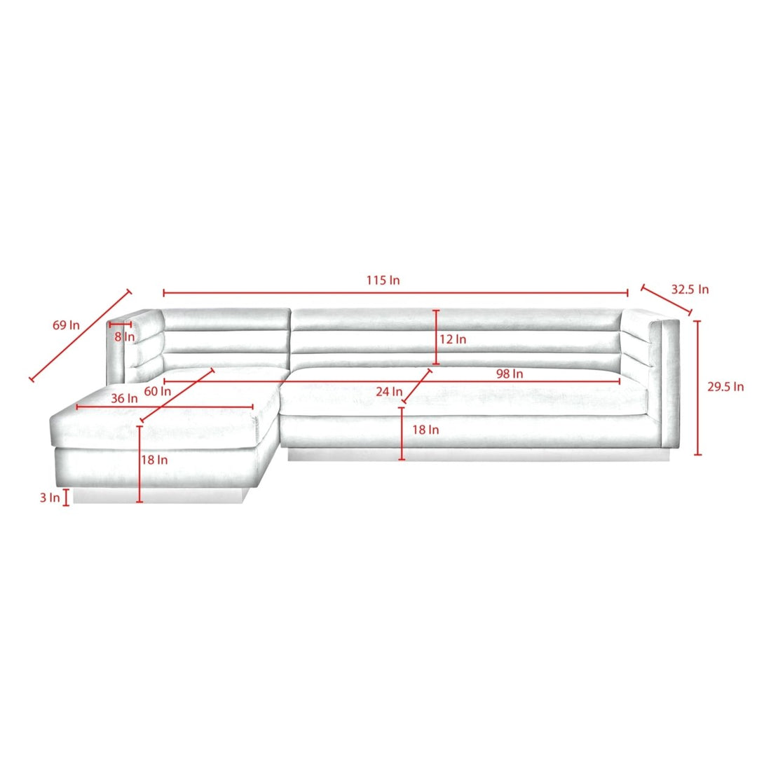 Aja Sofa-Upholstered-Sectional-Metal Base, Square Arms-Horizontal Channel Tufting Image 10