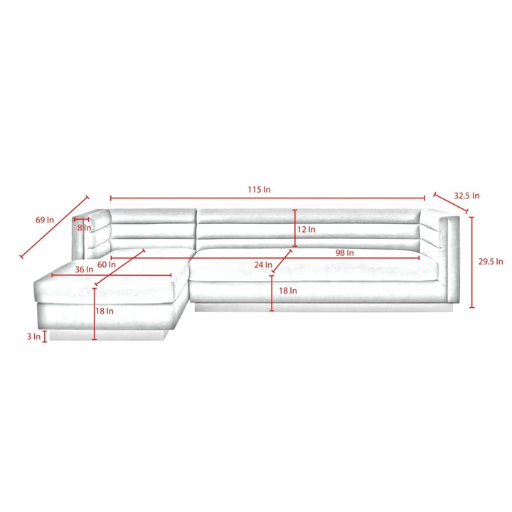 Aja Sofa-Upholstered-Sectional-Metal Base, Square Arms-Horizontal Channel Tufting Image 10