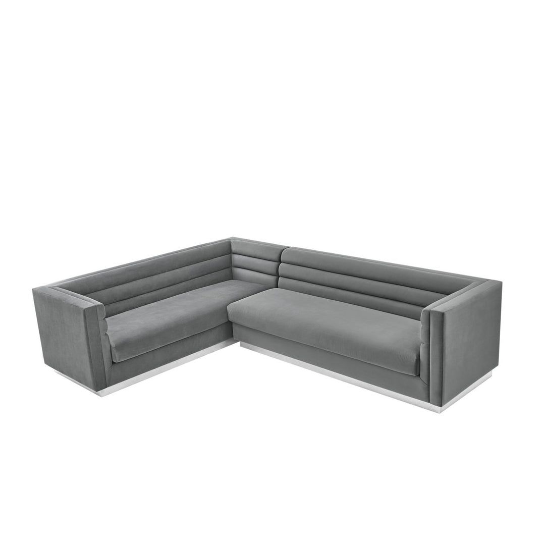 Aja Sofa-Upholstered-Velvet -Metal Base, Square Arms-Horizontal Channel Tufting Image 6