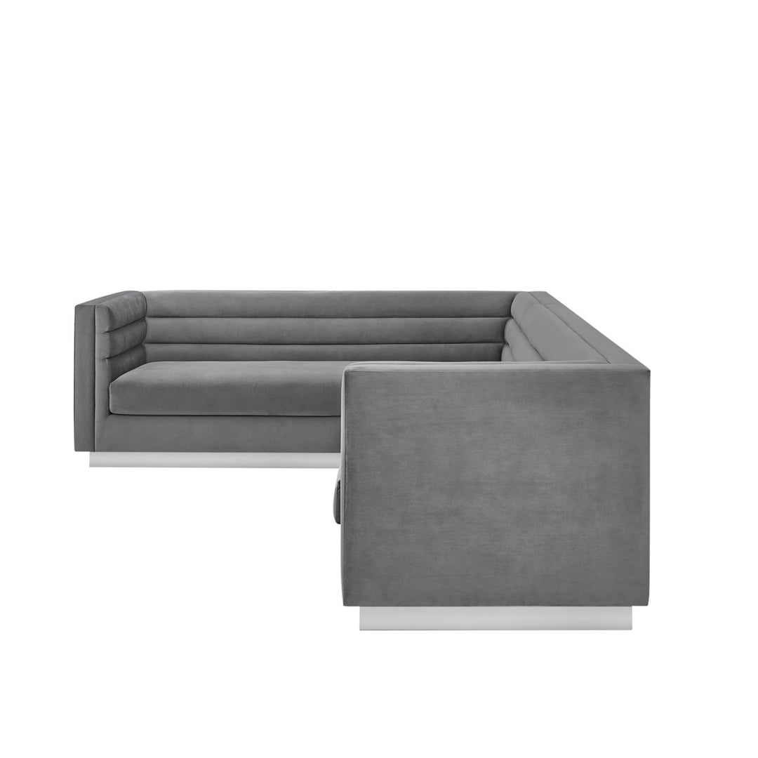 Aja Sofa-Upholstered-Velvet -Metal Base, Square Arms-Horizontal Channel Tufting Image 7