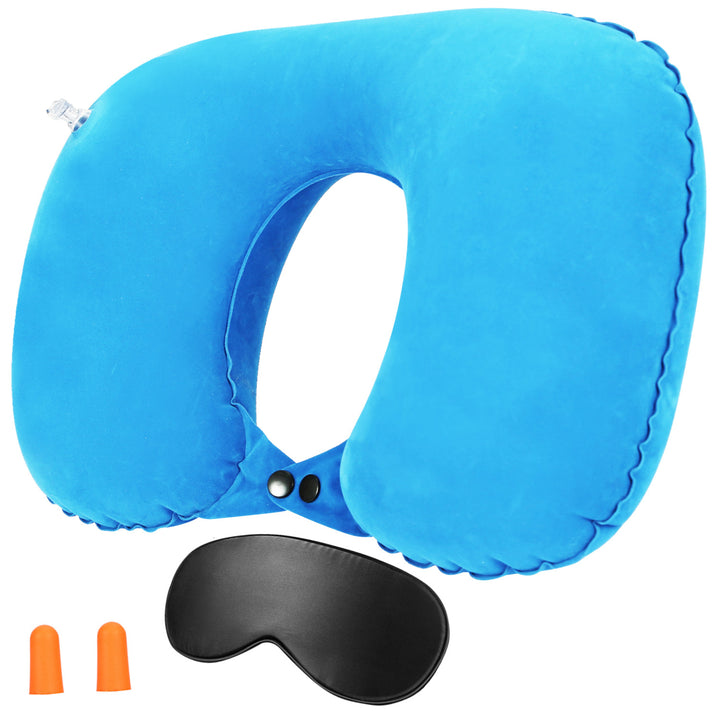 Inflatable U Shape Neck Pillow Travel Cushion Support for Car Airplane Office Nap Image 2