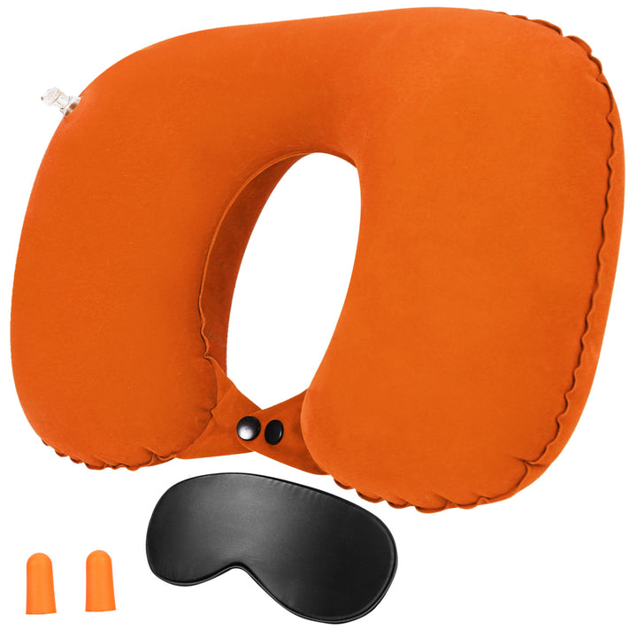 Inflatable U Shape Neck Pillow Travel Cushion Support for Car Airplane Office Nap Image 6