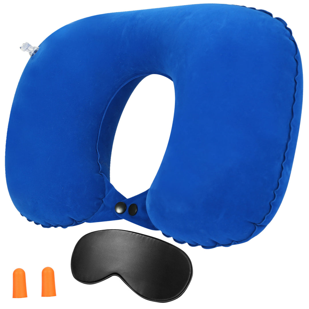 Inflatable U Shape Neck Pillow Travel Cushion Support for Car Airplane Office Nap Image 7