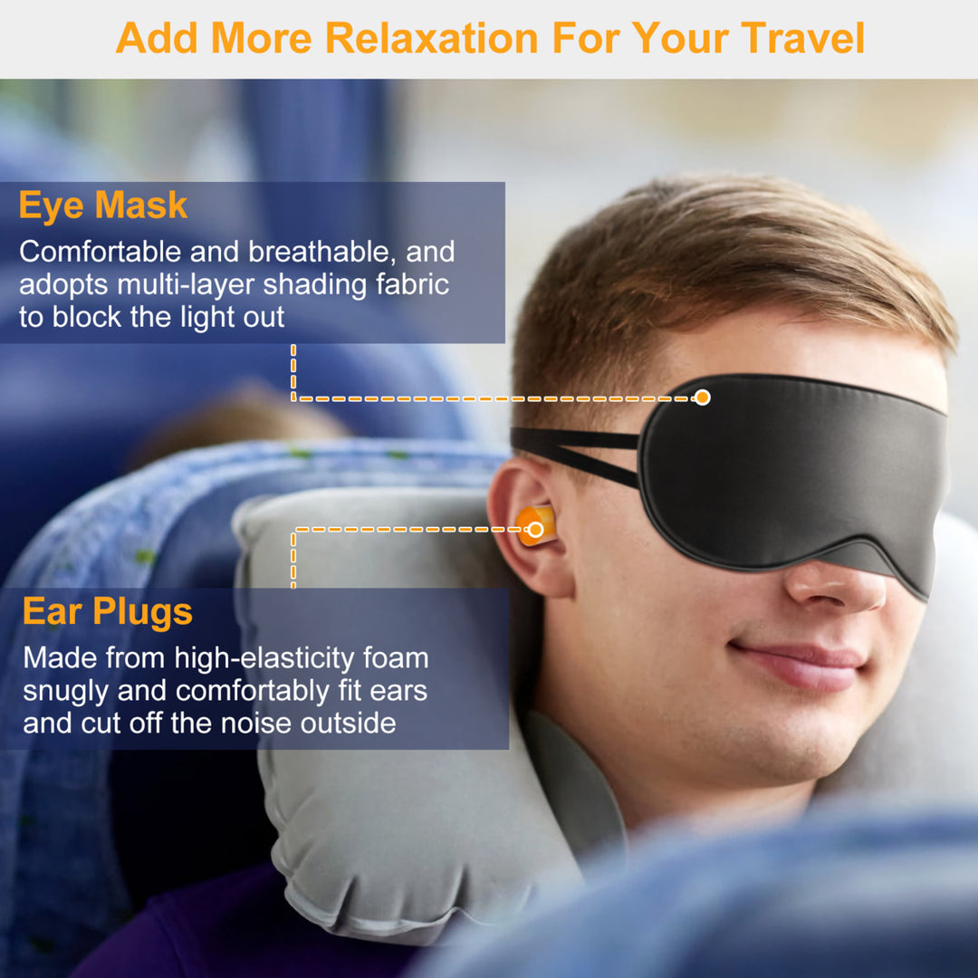 Inflatable U Shape Neck Pillow Travel Cushion Support for Car Airplane Office Nap Image 10