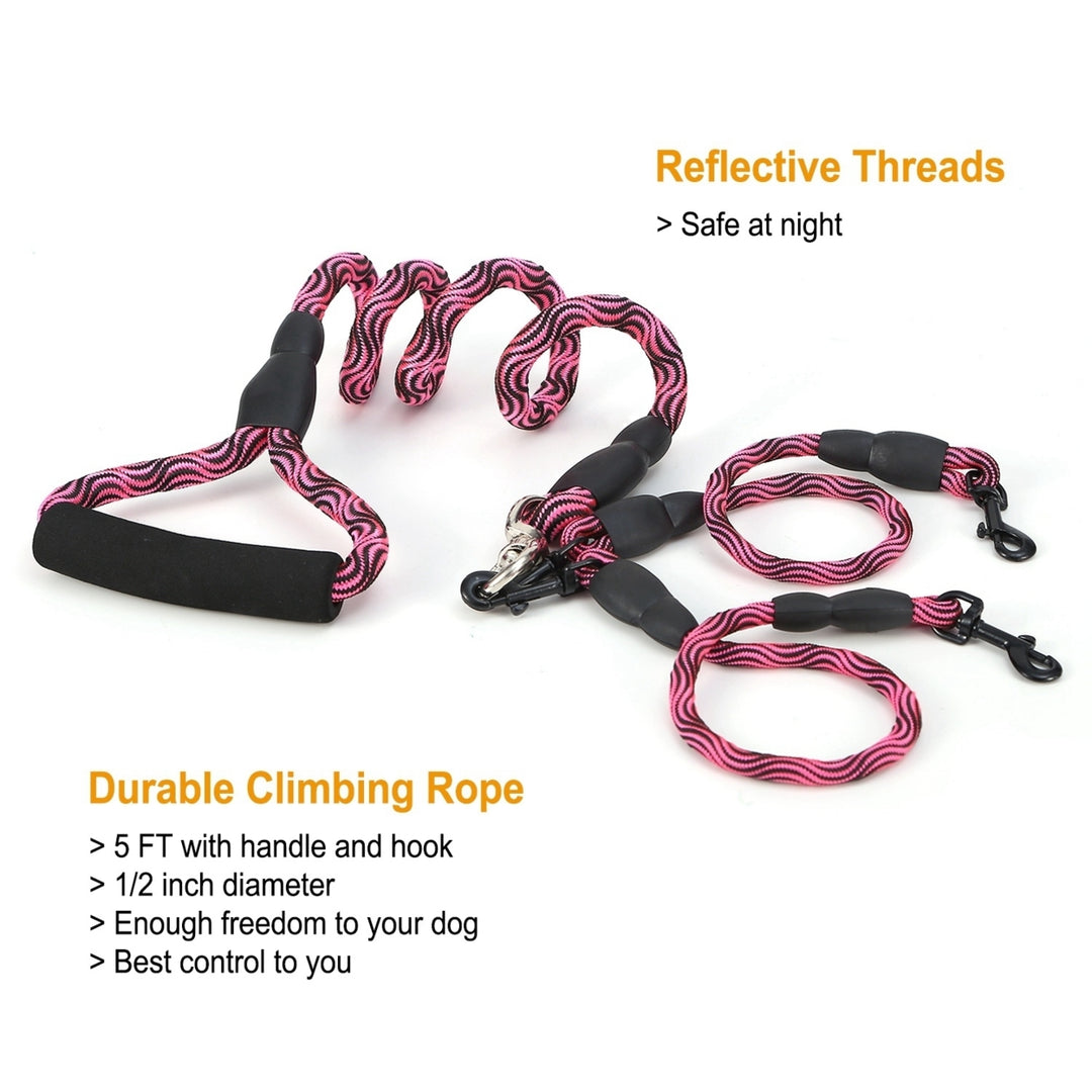 Double Dog Leash Reflective No Tangle with Swivel Coupler Padded Handle 44lbs Image 4