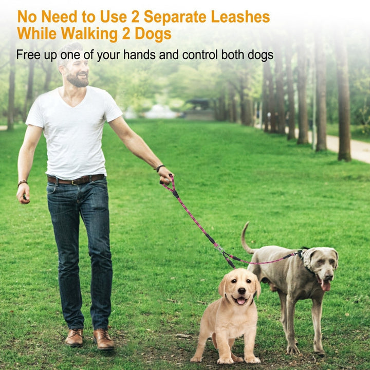 Double Dog Leash Reflective No Tangle with Swivel Coupler Padded Handle 44lbs Image 5