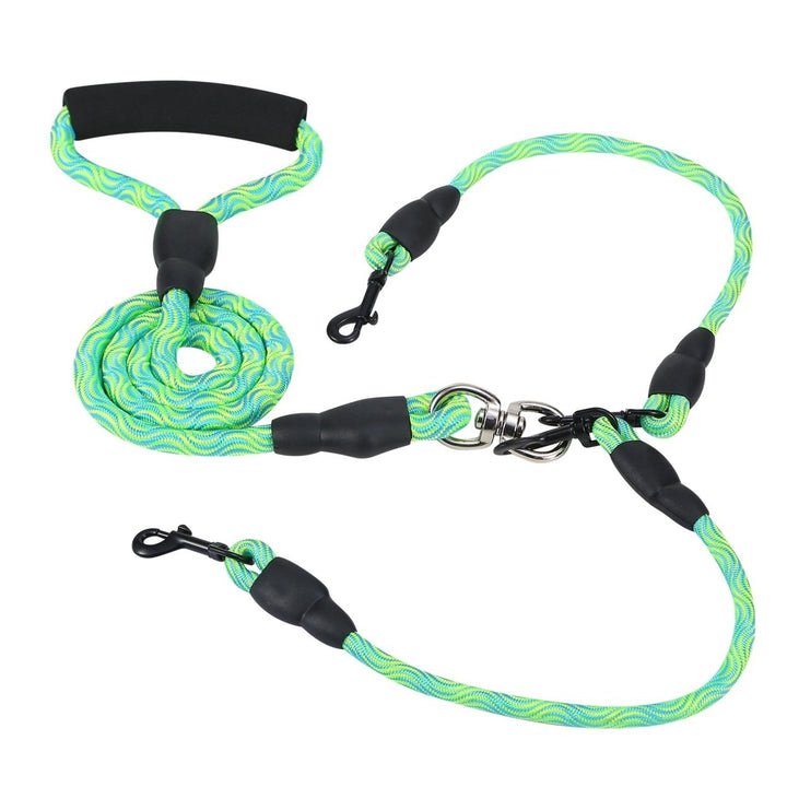 Double Dog Leash Reflective No Tangle with Swivel Coupler Padded Handle 44lbs Image 1