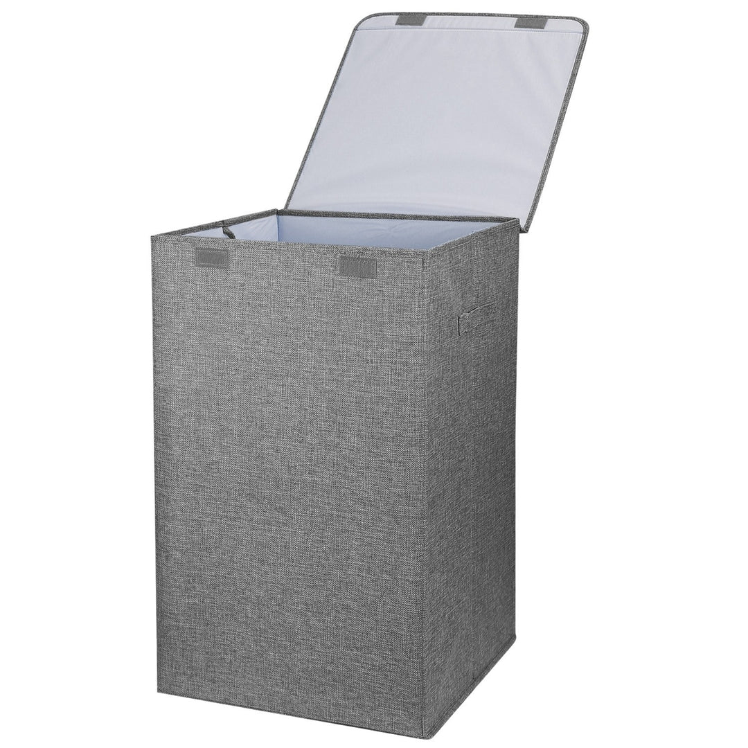 Foldable Laundry Hamper with Lid Handles Large Capacity Storage Organizer Gray Image 9