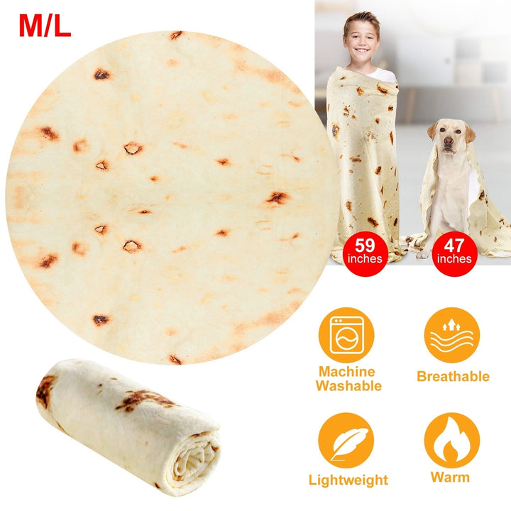 Burrito Throw Blanket Flannel Soft Round 47in 59in for Kids Adults Pets Image 1