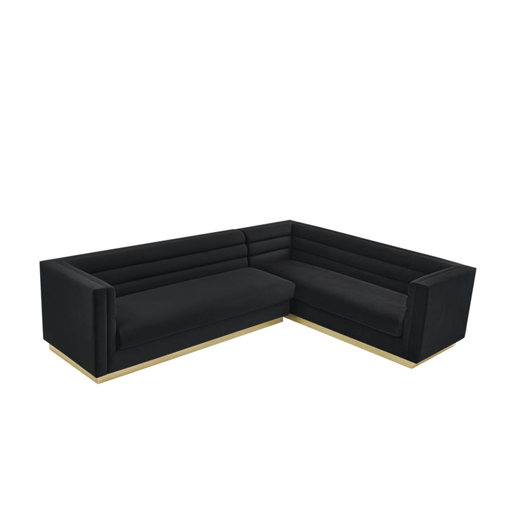 Aja Sofa-Upholstered-Metal Base, Sectional-Square Arms-Horizontal Channel Tufting Image 6