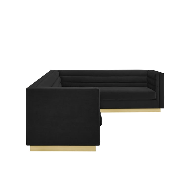 Aja Sofa-Upholstered-Metal Base, Sectional-Square Arms-Horizontal Channel Tufting Image 7