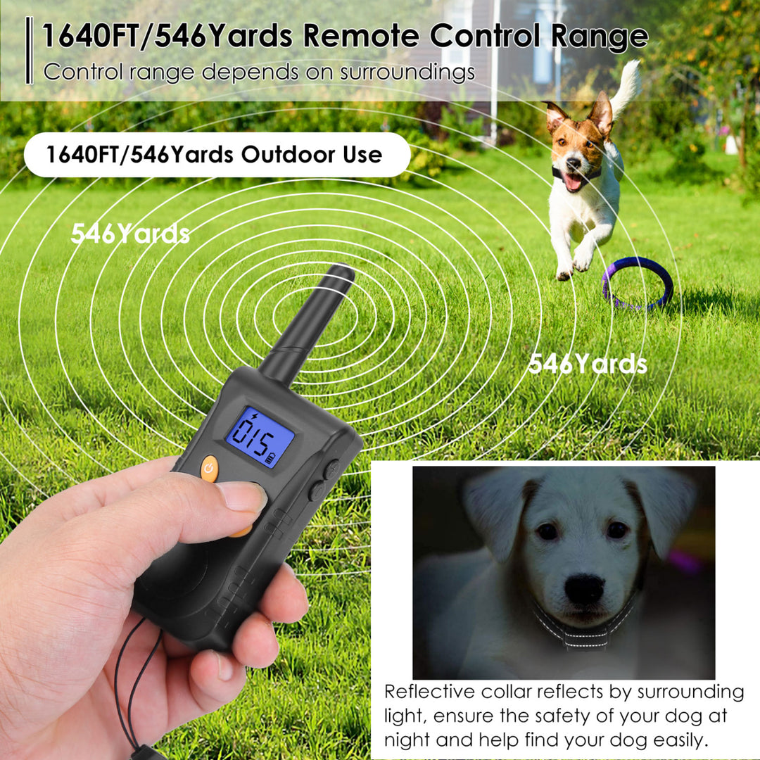 Dog Training Collar Waterproof Rechargeable 3 Modes Remote 1640FT Range Black Image 3