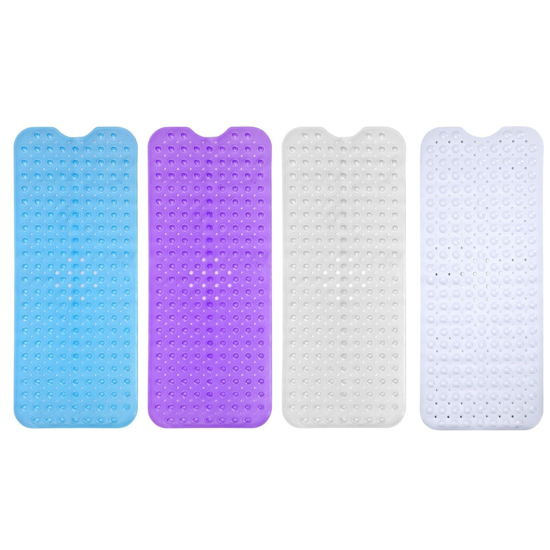 Non-Slip Bath Tub Mat PVC Washable Suction Cups 39x15 inches Available Colors Image 1