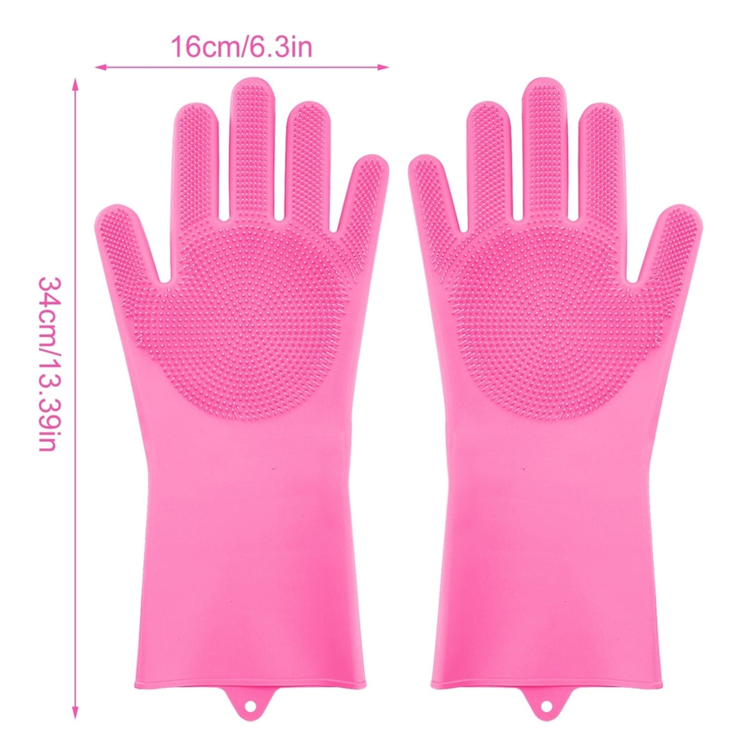 Magic Silicone Cleaning Gloves Pet Scrubber Heat Resistant 1 Pair Pink Blue Gray Image 7