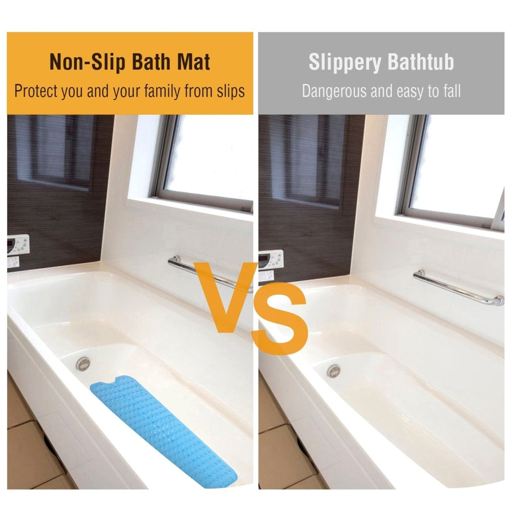 Non-Slip Bath Tub Mat PVC Washable Suction Cups 39x15 inches Available Colors Image 2