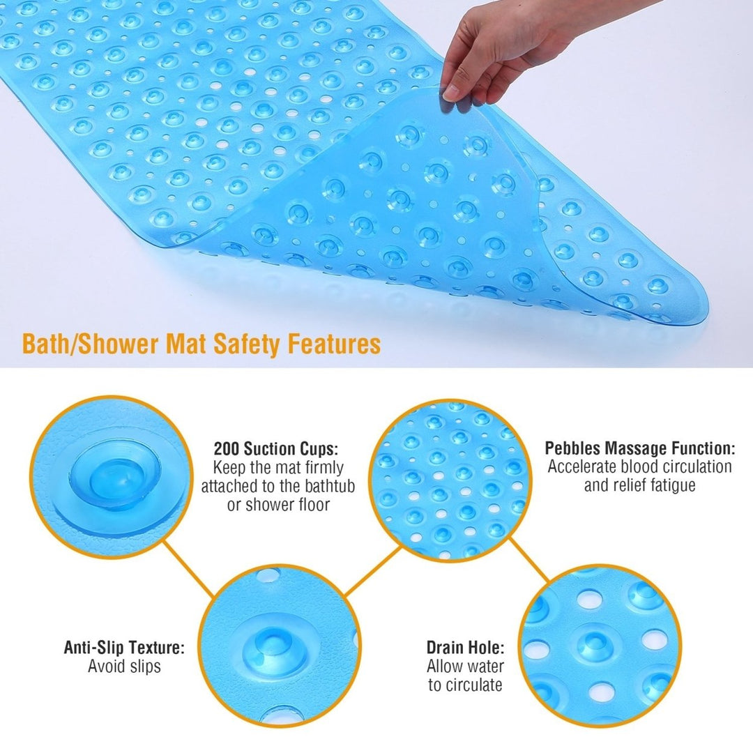 Non-Slip Bath Tub Mat PVC Washable Suction Cups 39x15 inches Available Colors Image 3