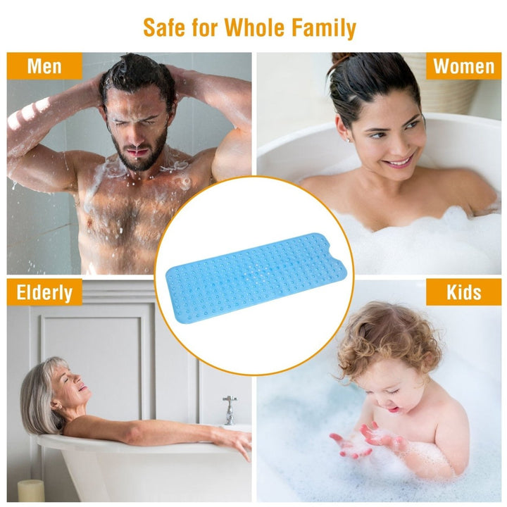 Non-Slip Bath Tub Mat PVC Washable Suction Cups 39x15 inches Available Colors Image 5