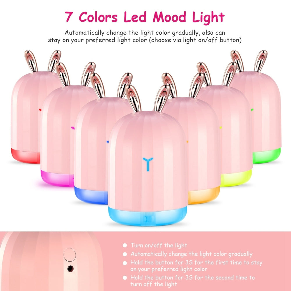 220ml Ultrasonic Cool Mist Humidifier with 7 Color Lights and Auto Off White Image 2