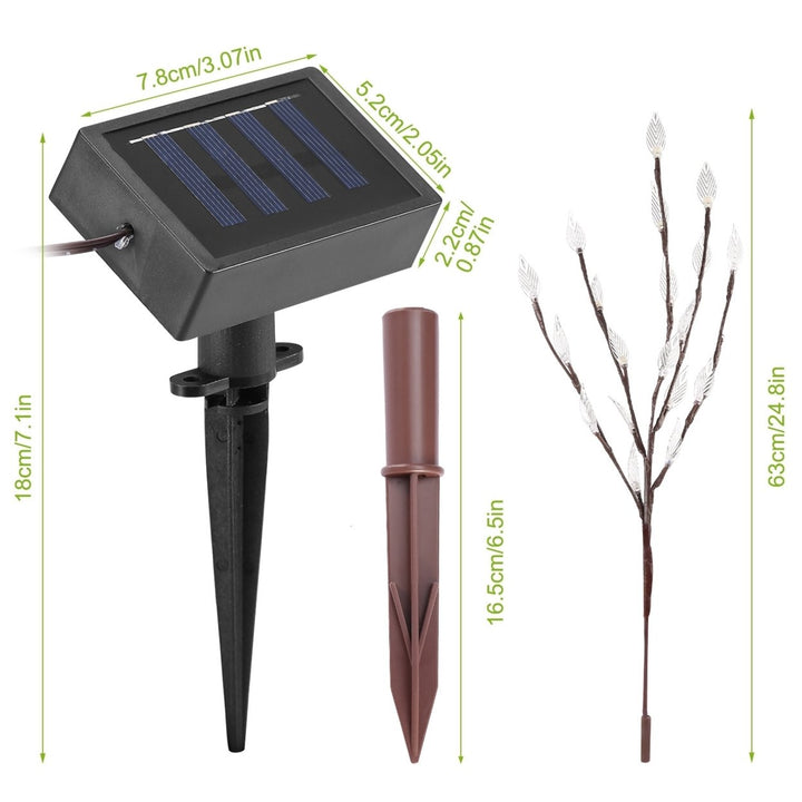 3PCS 60 LED Solar Garden Lights Waterproof Tree Branch Leaf Shape IP65 Image 5