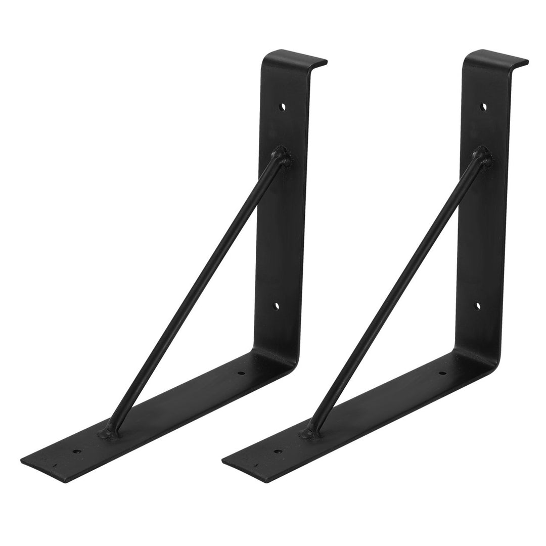 Heavy Duty Wall Mounted Shelf Bracket Black Wrought Iron 2 Pack 9x8.6 inch Image 5