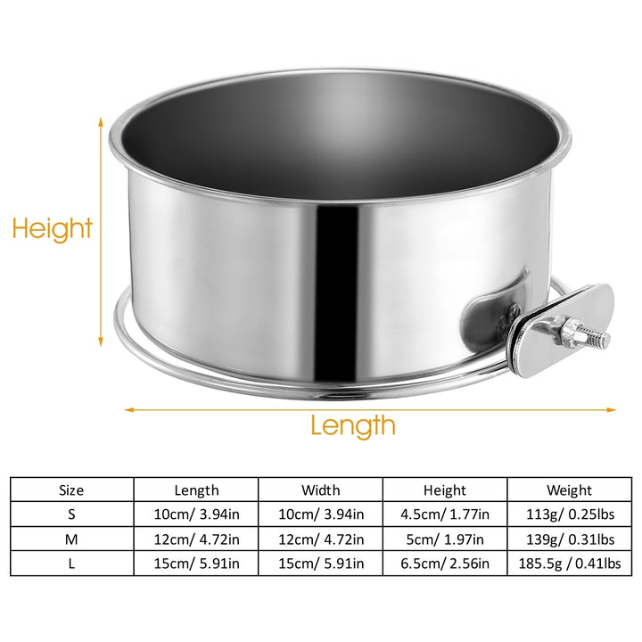 Stainless Steel Dog Bowl Hanging Detachable Pet Water Food Bowl with Clamp Image 6