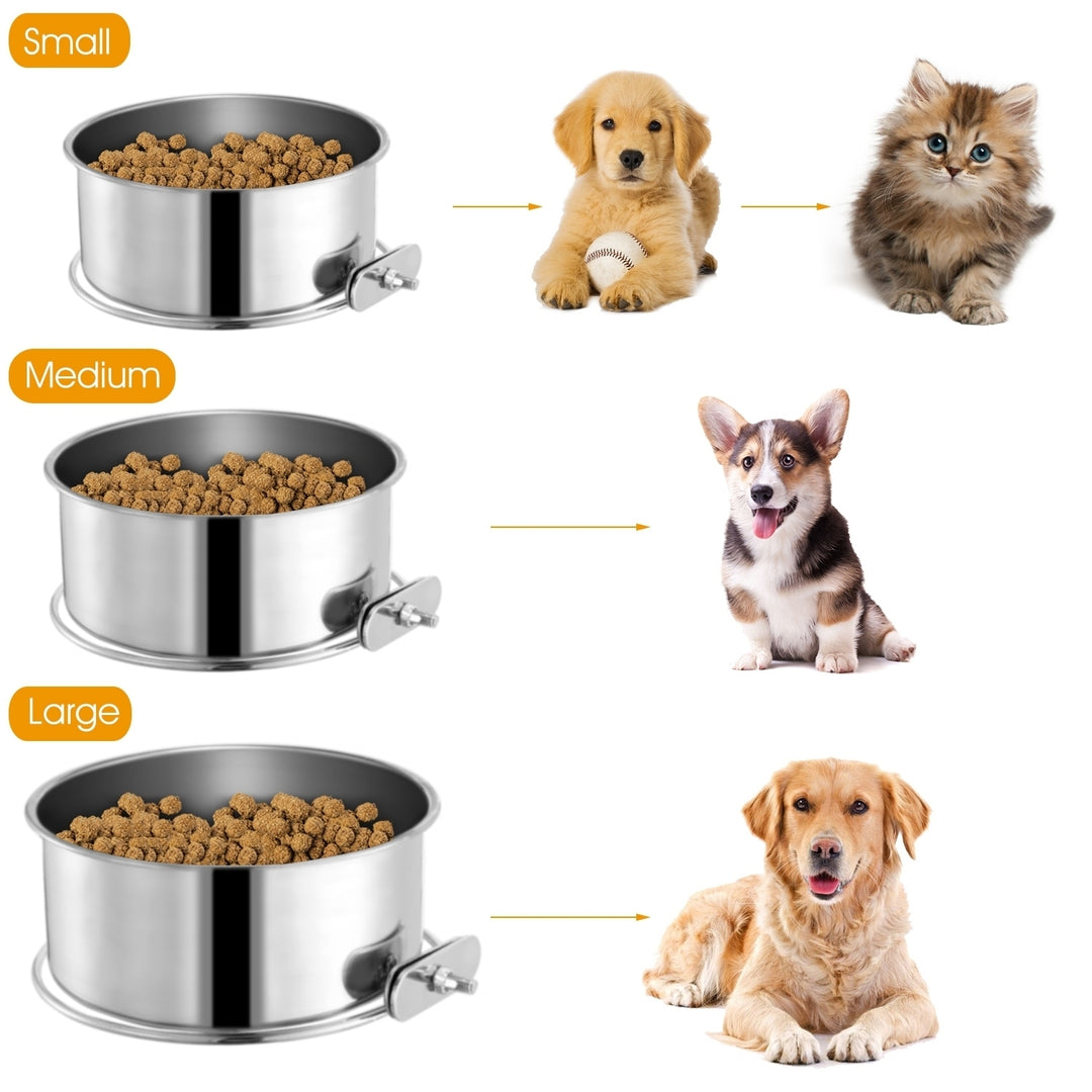 Stainless Steel Dog Bowl Hanging Detachable Pet Water Food Bowl with Clamp Image 7