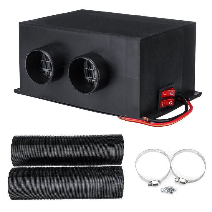 12V,24V 650W 2-Hole Car Electric Heater Warm Air Heater Dual Switch Constant Temperature Image 1