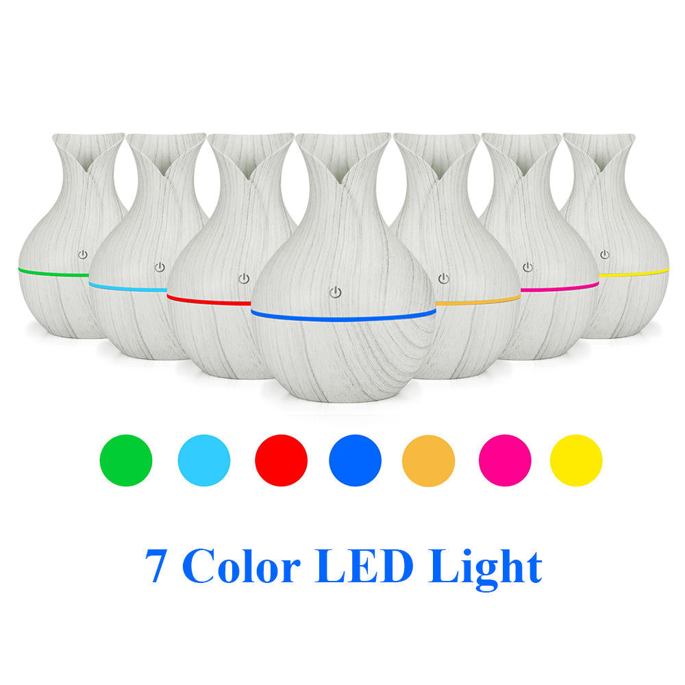 130ml LED USB Mini Vase Ultrasonic Air Humidifier Low Noise Aromatherapy Diffuser Mist Maker with 7 Colors Light DTTT Image 2