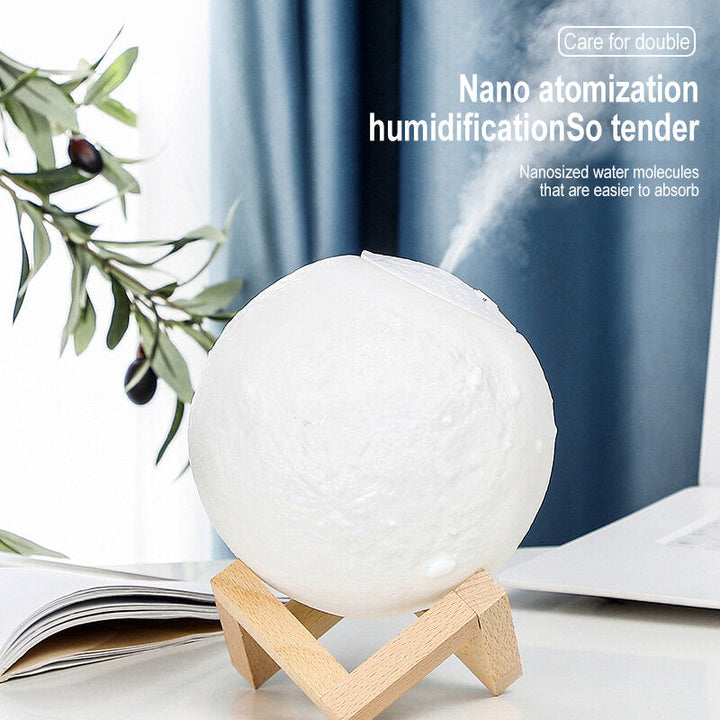 1500ml Air Humidifier 3D Moon Lamp Aroma Essential Oil Diffuser 1200mAh Battery Air Purifier Mist Maker for Office Home Image 2