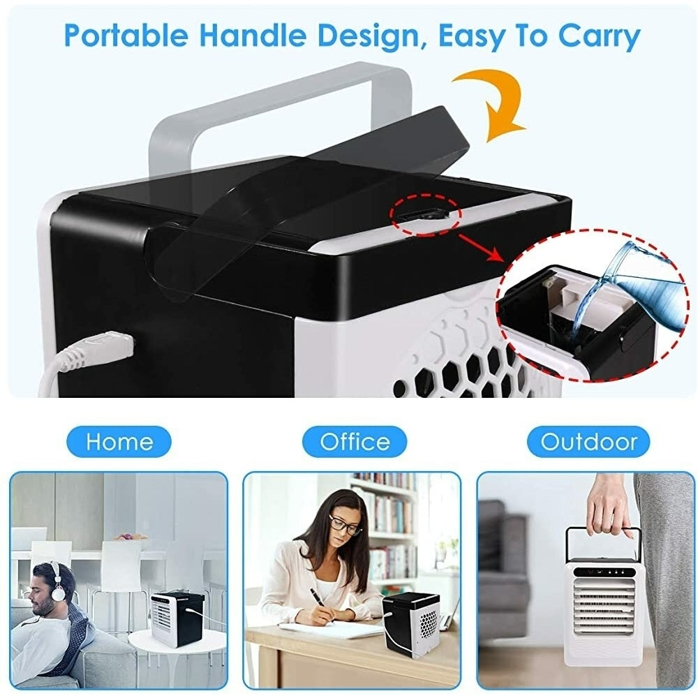 10W USB Mini Air Conditioner Small Personal Desk Fan 3 Modes Air Purifier Humidifier Camping Travel Image 6