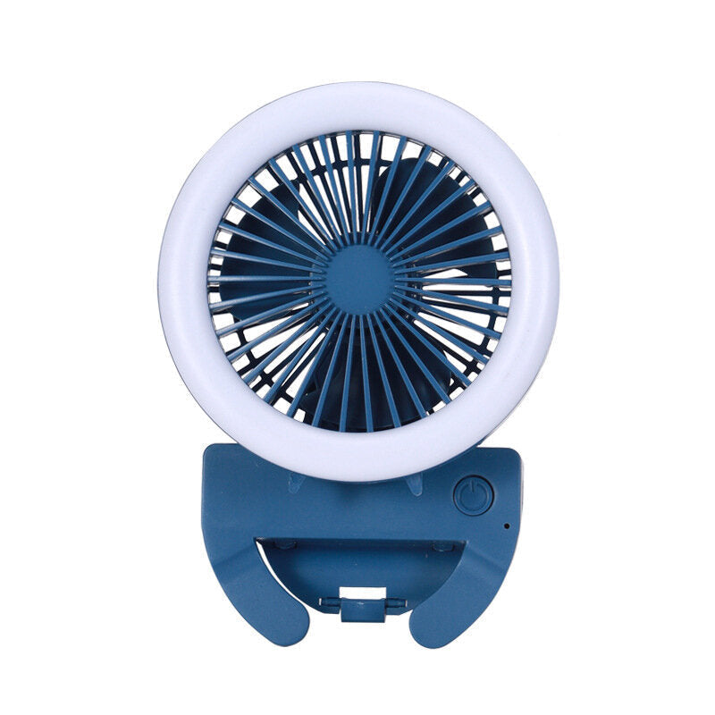 2 In 1Multi-function Mini Fan 2 Modes LED Camping Light 3 Speed USB Rechargeable Carabiner Hook Fan Climbing Outdoor Image 2